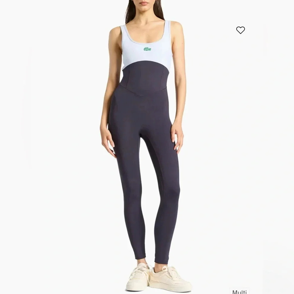 Lacoste X Bandier Abysm/Phoenix Blue Colorblock Catsuit Size Medium $158